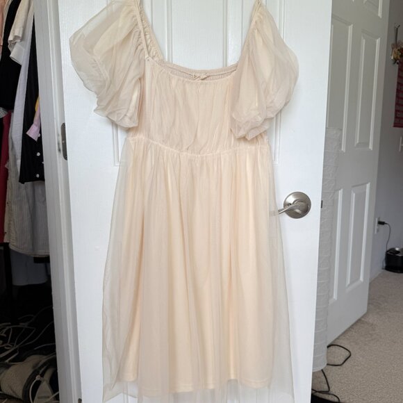 Elena Champagne Puff Sleeve Mini Dress - Picture 4 of 6